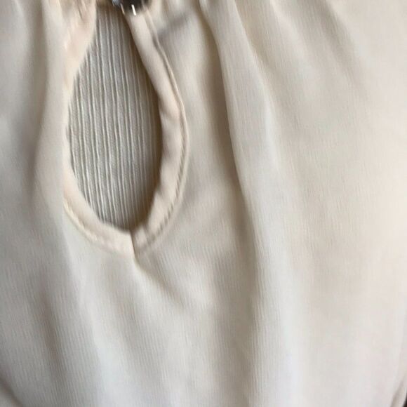 Cream Chiffon Dress with Black Sash - Size Medium - Picture 6 of 8